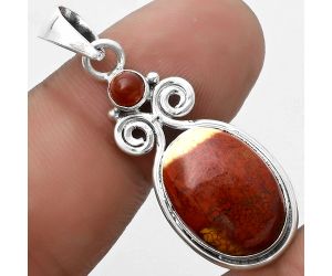 Natural Red Moss Agate & Carnelian Pendant SDP120613 P-1603, 12x16 mm