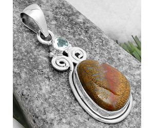 Natural Red Moss Agate & Sky Blue Topaz Pendant SDP120629 P-1603, 13x17 mm