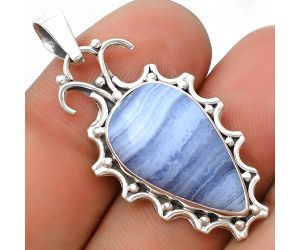 Natural Blue Lace Agate - South Africa Pendant SDP120713 P-1249, 12x21 mm