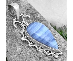 Natural Blue Lace Agate - South Africa Pendant SDP120713 P-1249, 12x21 mm