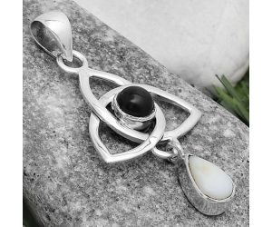 Celtic - White Opal & Black Onyx Pendant SDP120768 P-1628, 6x9 mm