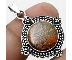 Natural Red Moss Agate Pendant SDP121029 P-1040, 15x15 mm