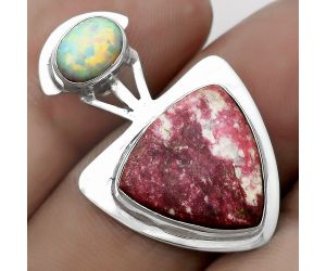 Pink Thulite - Norway & Fire Opal Pendant SDP121099 P-1662, 15x15 mm
