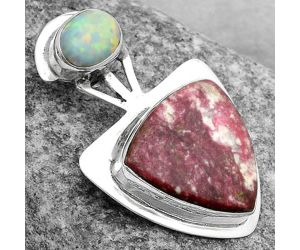 Pink Thulite - Norway & Fire Opal Pendant SDP121099 P-1662, 15x15 mm