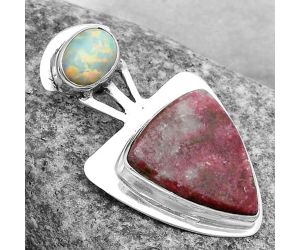 Pink Thulite - Norway & Fire Opal Pendant SDP121104 P-1662, 14x17 mm