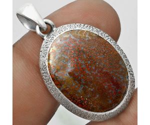 Natural Red Moss Agate Pendant SDP121500 P-1538, 17x22 mm