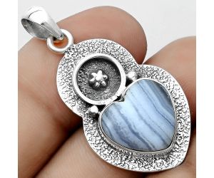Natural Blue Lace Agate - South Africa Pendant SDP121715 P-1716, 14x14 mm