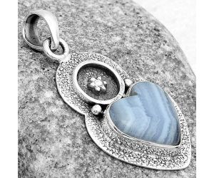 Valentine Gift Heart Blue Lace Agate - South Africa Pendant SDP121719 P-1716, 14x14 mm