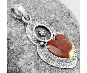 Valentine Gift Heart Natural Red Moss Agate Pendant SDP121722 P-1716, 13x14 mm