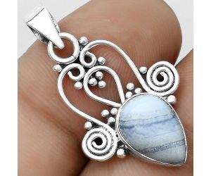Natural Blue Lace Agate - South Africa Pendant SDP121822 P-1553, 8x12 mm