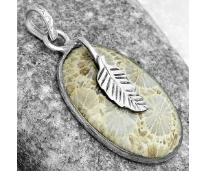 Natural Flower Fossil Coral Pendant SDP122463 P-1585, 18x26 mm