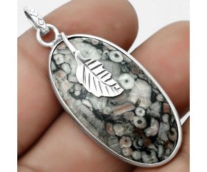 Natural Crinoid Fossil Coral Pendant SDP122468 P-1585, 17x33 mm