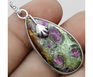 Natural Ruby In Fuchsite Pendant SDP122515 P-1700, 16x31 mm
