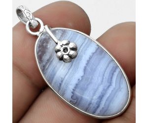 Natural Blue Lace Agate - South Africa Pendant SDP122564 P-1700, 17x30 mm
