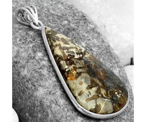 Natural Palm Root Fossil Agate Pendant SDP122805 P-1001, 22x37 mm