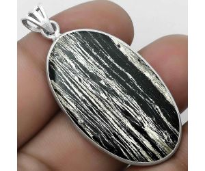 Natural Silver Leaf Obsidian Pendant SDP122937 P-1001, 21x36 mm