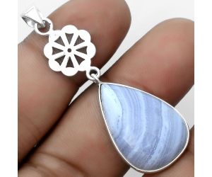Natural Blue Lace Agate - South Africa Pendant SDP123184 P-1634, 17x26 mm