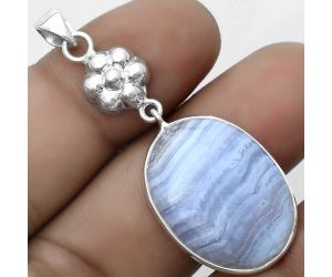 Natural Blue Lace Agate - South Africa Pendant SDP123196 P-1211, 18x25 mm