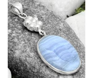 Natural Blue Lace Agate - South Africa Pendant SDP123196 P-1211, 18x25 mm