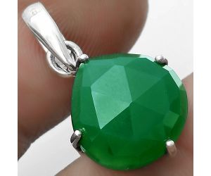Faceted Natural Green Onyx Pendant SDP123274 P-1013, 14x14 mm