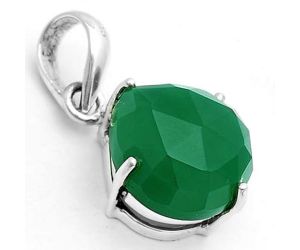 Faceted Natural Green Onyx Pendant SDP123276 P-1013, 14x14 mm