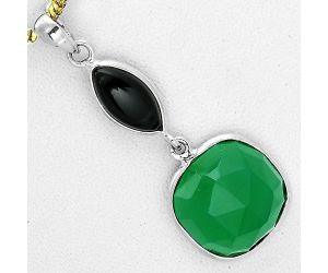 Faceted Natural Green Onyx & Black Onyx Pendant SDP123359 P-1098, 14x14 mm