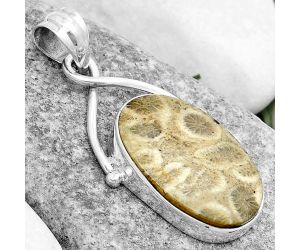 Natural Flower Fossil Coral Pendant SDP123444 P-1031, 15x24 mm