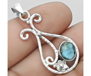 Natural Kingman Turquoise 925 Sterling Silver Pendant P-1714, 8x10 mm