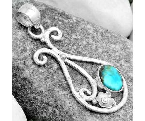 Natural Kingman Turquoise 925 Sterling Silver Pendant P-1714, 8x10 mm