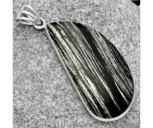 Natural Silver Leaf Obsidian Pendant SDP124994 P-1001, 18x38 mm