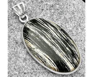 Natural Silver Leaf Obsidian Pendant SDP124998 P-1001, 19x32 mm