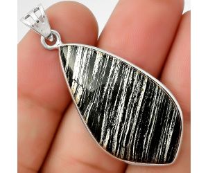 Natural Silver Leaf Obsidian Pendant SDP125002 P-1001, 18x35 mm