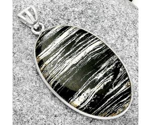 Natural Silver Leaf Obsidian Pendant SDP125010 P-1001, 23x37 mm