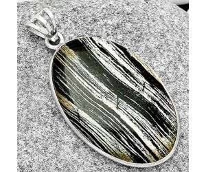 Natural Silver Leaf Obsidian Pendant SDP125012 P-1001, 22x34 mm