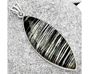 Natural Silver Leaf Obsidian Pendant SDP125014 P-1001, 17x44 mm