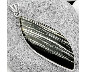 Natural Silver Leaf Obsidian Pendant SDP125017 P-1001, 20x50 mm