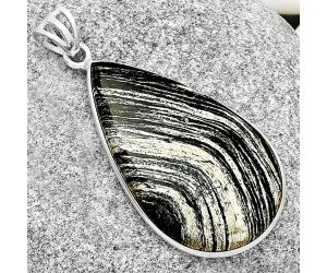 Natural Silver Leaf Obsidian Pendant SDP125018 P-1001, 22x36 mm