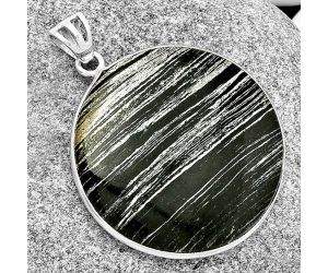 Natural Silver Leaf Obsidian Pendant SDP125040 P-1001, 32x32 mm