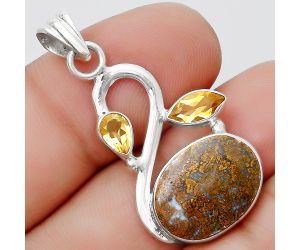 Natural Red Moss Agate & Citrine Pendant SDP125388 P-1379, 12x16 mm