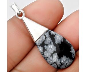 Natural Snow Flake Obsidian Pendant SDP126031 P-1016, 15x24 mm