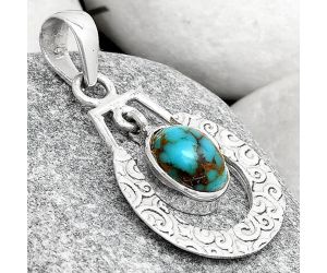 Natural Kingman Turquoise 925 Sterling Silver Pendant P-1343, 8x11 mm
