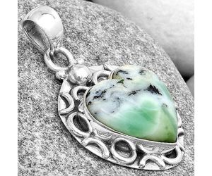 Heart Dendritic Chrysoprase - Africa 925 Sterling Silver Pendant Jewelry SDP126254 P-1242, 16x17 mm