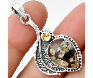 Natural Russian Eudialyte & Citrine Pendant SDP126507 P-1467, 12x16 mm