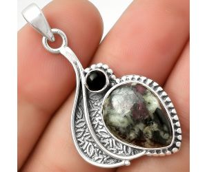 Natural Russian Eudialyte & Black Onyx Pendant SDP126531 P-1467, 12x16 mm