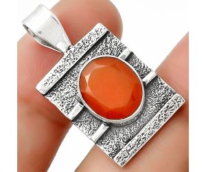 Faceted Natural Carnelian Pendant SDP126624 P-1658, 10x12 mm