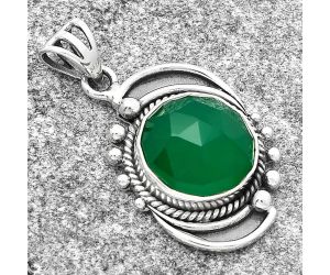 Faceted Natural Green Onyx Pendant SDP126855 P-1012, 14x14 mm