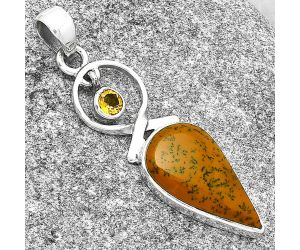 Russian Honey Dendrite Opal & Citrine Pendant SDP127394 P-1048, 11x20 mm