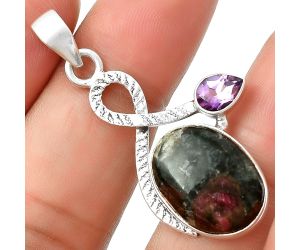 Natural Russian Eudialyte & Amethyst Pendant SDP127416 P-1111, 13x18 mm