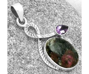 Natural Russian Eudialyte & Amethyst Pendant SDP127416 P-1111, 13x18 mm