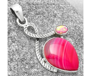 Pink Botswana Agate & Fire Opal Pendant SDP127437 P-1111, 15x20 mm
